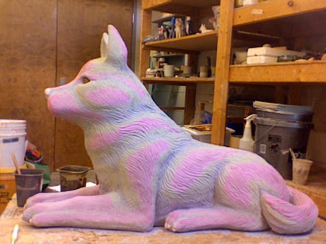 ceramic, clay, dog, color, colour, big, sculpture