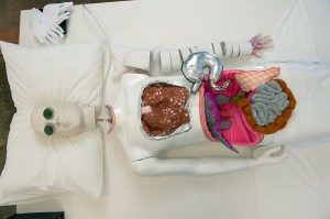 Numan, monster, electro-gothic, Frankenstein, art, installation, interactive, sculpture, textiles, ceramics, fabric, porcelain, footpump, art