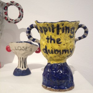 trophy, sports, achievement, australiana, cliche, sayings, sentiments, clay, ceramics